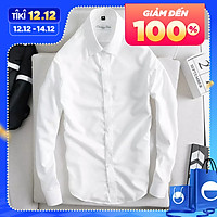 Áo Sơ Mi Nam Trắng Trơn cao cấp lụa không nhắn thương hiệu Chandi, Dáng ôm phong cách trẻ trung Mẫu A1111