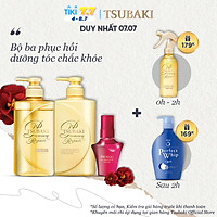 Bộ ba Tsubaki Premium Phục hồi ngăn rụng tóc & Bảo Vệ Tóc Trước Tác Hại Của Tia UV (Gội Xả 490ml/chai + Dầu dưỡng tóc 50ml)