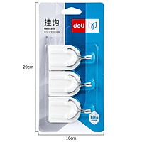 Combo set 6 móc treo dán tường đa năng chịu lực có sẵn keo dán màu trắng Deli - Nhiều kích cỡ - Phù hợp cho nhà tắm, nhà bếp - 19350