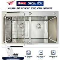 Chậu rửa bát Konox, Overmount Series, Model KN8248DOB , Inox 304AISI tiêu chuẩn châu Âu, 820x480x228(mm), Hàng chính hãng