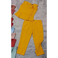 ĐỒ BỘ NỮ DÚN VAI ĐÍNH HOA HỒNG