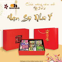 Quà Tết Smile Nuts - Vạn Sự Như ý 5.2 (Gồm: Mận Khô Chile 500g, Macca Úc 454g, Hạt Dẻ Cười Mỹ 215g, Hạnh Nhân Mỹ Tách Vỏ 265g, Mix Trái Cây 240g, Nho Vàng Chile 425g, Saffron 1g)