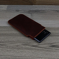 Bao Da Túi Rút dành cho Samsung Galaxy Note 10 plus Da Bò Sáp Màu Nâu Đỏ mẫu new