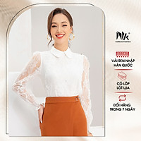 Áo Sơ Mi Nữ Dài Tay NK Fashion Cổ Sen Phối Ren Có Lót Lụa, Chất Liệu Mềm Mịn NKSM2111010