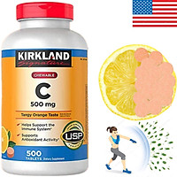Tăng Sức Đề Kháng Vitamin C Kirkland Signature Chewable 500mg Của Mỹ - Ngậm Nhai – Giúp Tăng Cường Hệ Miễn Dịch, Sản Xuất Collagen, Nhanh Lành Vết Thương, Chống Oxy Hóa, Ngăn Ngừa Ung Thư, Hỗ Trợ Hấp Thụ Sắt