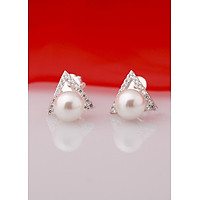 Bông tai bạc kiểu dáng tam giác đính ngọc trai thiết kế từ thương hiệu OPAL - E12