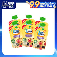 Combo 6 Gói Trái cây nghiền vị táo, mâm xôi với Muesli Fruto Nyanya 130g