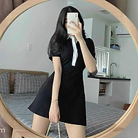 Váy Polo Đen Viền Cổ Trắng Siêu Xinh Hot Dành Cho Nữ