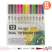Dual Tip Brush Pens Art Markers Set Flexible Brush & 0.4mm Fineliner Tips Watercolor Color Pens Perfect for