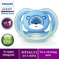 Núm ty ngậm thông khí Philips Avent hình gấu cho bé từ 6-18 tháng tuổi - Vỉ đơn 542.12