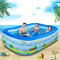 Bể Bơi Phao Mini Cho Bé, Hình Chữ Nhật, Bể Bơi Tập Bơi Mùa Hè Nhiều Kích Thước, Có Đáy Chống Trượt