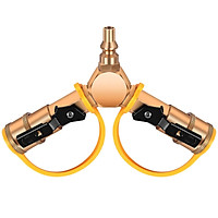 1/4'' RV Propane Quick Connect Fittings Solid Brass 2 Way Y Splitter Adapter for RV Trailer & Camping Propane Hose to