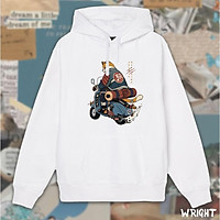 Áo hoodie mèo chiến binh nhật bản wright unisex