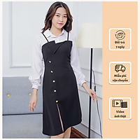 Váy sơ mi cổ bẻ V37 chất liệu lụa cao cấp, siêu sang chảnh