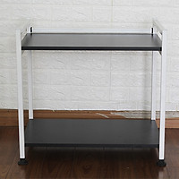 Kệ để lò vi sóng, kệ để nồi cơm điện KN 145 Khung trắng, gỗ đen