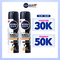 Combo 2 Xịt Ngăn Mùi NIVEA MEN Black & White Ngăn Vệt Ố Vàng Vượt Trội 5in1 (150ml) - 85388