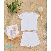 Bộ quần áo sơ sinh cho bé vải gỗ sồi siêu mềm mịn cao cấp - đồ sơ sinh cho bé (2,5kg - 15kg) - bộ cộc tay cho bé Haki BM001