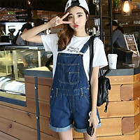 Quần Yếm Jean Nữ Wash Cào P