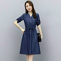 ĐẦM JEAN NGỰC PHỐI TÚI EO RÚT D792