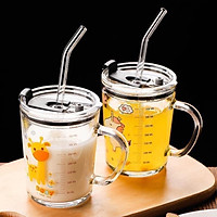 CỐC PHA SỮA, NƯỚC HOA QUẢ CHIA VẠCH, CÓ NẮP VÀ ỐNG HÚT CHO BÉ