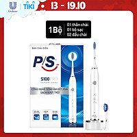Bàn Chải Điện P/S S100 PRO - Công Nghệ Sóng Âm, Chải Sạch Mảng Bám Tới 10X - Trắng Sáng