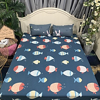 Ga Chống Thấm Cotton LIDACO Loại Dày - Cá Sắc Màu (Nệm 15cm)
