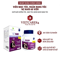 Viên uống mọc tóc nhập khẩu chính hãng New Zealand NZ HAIR (60 viên) giúp ngăn ngừa rụng tóc, tóc mọc nhanh trở lại bóng đẹp và chắc khỏe; làm chậm quá trình bạc tóc; phục hồi tóc bị hư tổn, tóc gãy, tóc chẻ ngọn, tóc khô
