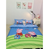 BỘ CHĂN GA GỐI COTTONG MAGIC - HEO PEPA XANH