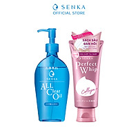Bộ đôi Dầu tẩy trang và Sữa rửa mặt Collagen Senka (A.L.L Clear Oil 230ml + PW Collagen In 120g)_95011