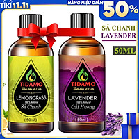 Combo 2 Tinh Dầu Sả Chanh 50ML (Lemongrass) + Tinh Dầu Oải Hương 50ML (Lavender) - Tinh Dầu TIDAMO Nguyên Chất Xông Phòng Giúp Thư Giãn, Thơm Phòng và Nâng Cao Sức Khỏe - Rất Tốt Khi Sử Dụng Với Máy Xông Tinh Dầu