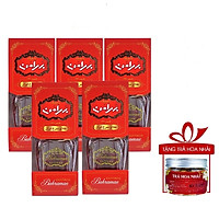 Nhụy Hoa Nghệ Tây Saffron Bahraman Combo 5 hộp 1gram/hộp Tặng hoa nhài 8gr