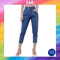 Quần Baggy Jean Nữ Lưng Cao H&A Fashion Màu Xanh 9 Tấc TBQBG26