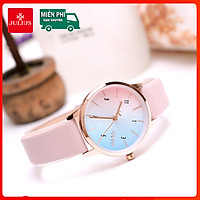 Đồng Hồ Nữ Julius Hàn Quốc JA-1253C Chạy 3 Kim Dây Da Cá TÍnh Màu Hồng
