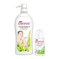 Gervenne Combo Sữa tắm trắng da hương nước hoa Green Lily 1200g và Lăn khử mùi trắng da Green Lily 50ml