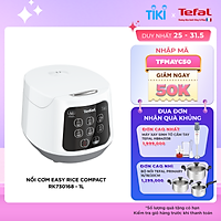 Nồi cơm điện Tefal Easy Rice Compact RK730168 - Dung tích 1L - Công suất 600W - Dễ dàng sử dụng với 1 nút nhấn - Công nghệ điện từ Fuzzy Heating - Hàng chính hãng