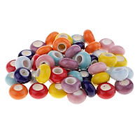 50 Pieces Colored Porcelain Ceramics Beads Charm For European Chain Jewelry