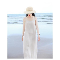 Đầm suông 2 dây đi biển, chất thô mềm mát, thời trang phong cách Hàn Quốc (Trắng)