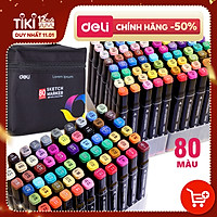  Bút màu marker chuyên nghiệp Deli -kèm túi vải - 30/40/60/80 Màu - 70806