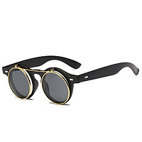 Europe and America Style Retro Punk Metal Flip Sunglasses Female Personal Sunglasses Round Sun Glasses