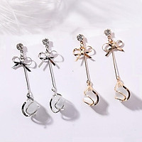 Khuyên tai dáng dài gắn đá Opal
