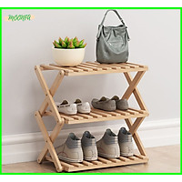 Kệ gỗ đựng giày dép gấp gọn chữ X 3 tầng - Màu ngẫu nhiên