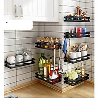 Kệ Dán Tường Đựng Gia Vị Nhà Bếp, Giá Để Đồ Treo Tường Đa Năng Sơn Tĩnh Điện Không Gỉ