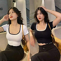 Áo croptop thun nữ cổ viền cuốn biên thời trang XIXO - ATN0027