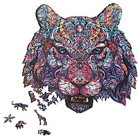 Bộ xếp hình gỗ đồ chơi puzzle ghép hình con vật, bộ xếp hình trí tuệ, quà tặng bạn bè - Hổ