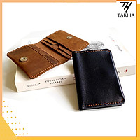 Ví Nam Da Bò 100%, Ví Đựng Thẻ Mini Dáng Gập Nút Hít, Da Bò Cao Cấp Handmade VI99