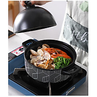 Nồi gốm sứ chuyên dụng kho cá chịu nhiệt tốt - Gọn gàng trong nhà bếp - Nồi chịu nhiệt mẫu kẻ sọc đen trắng