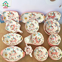 Set Bát Ăn Cơm Bộ Bát Đĩa Sứ- Pony Hồng - Dễ Thương Decor Chén Dĩa Cute Cao Cấp B92