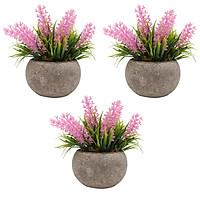 3Pcs Mini Artificial Potted Plants Faux Green Grass Pot Simulation Greenery Decor for Home Office Desktop Decoration