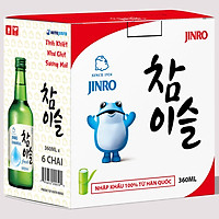 Set 6 chai rượu soju Hàn Quốc 13% - 16.9%: Fresh + Bưởi + Mận + Dâu + Nho + Jinro is back Có Hộp