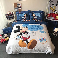 Bộ Chăn Ga Gối Cotton Hoạt Hình 5D (Cotton Lụa) - Mickey Chơi Game
